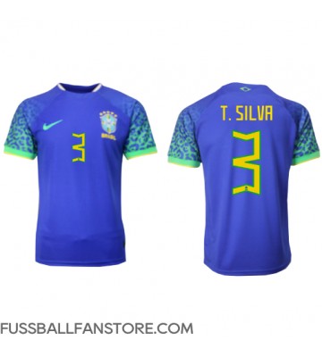 Brasilien Thiago Silva #3 Replik Auswärtstrikot WM 2022 Kurzarm